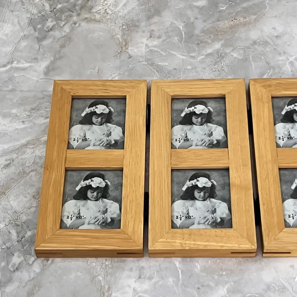 Three Panel Screen Wood Collage Photo Picture Frame Multi Picture 2x2.5